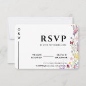 Elegante Boho Wildflower Bloemvlinders bruiloft RSVP Kaartje (Voorkant)