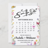Elegante Boho Wildflower Bloemvlinders bruiloft Save The Date (Voorkant)
