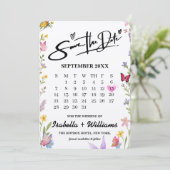 Elegante Boho Wildflower Bloemvlinders bruiloft Save The Date (Staand voorkant)