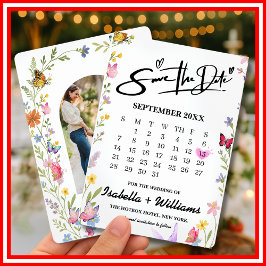 Elegante Boho Wildflower Bloemvlinders bruiloft Save The Date
