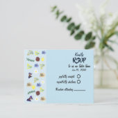 Elegante Boho Wildflower Blue RSVP-kaart RSVP Kaartje (Staand voorkant)