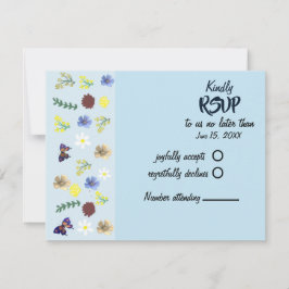 Elegante Boho Wildflower Blue RSVP-kaart RSVP Kaartje