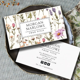 Elegante Boho Wildflower Botanische Bloemen Visitekaartje