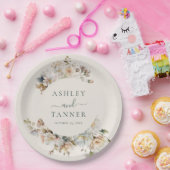 Elegante Boho  Wildflower Botanische bruiloft Papieren Bordje (Feest)