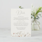 Elegante Boho Wildflower bruiloft details Informatiekaartje (Staand voorkant)