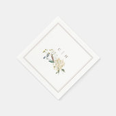 Elegante Boho Wildflower Bruiloft Initialen Servet (Hoek)