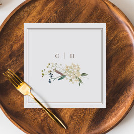 Elegante Boho Wildflower Bruiloft Initialen Servet