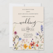 Elegante Boho wildflower bruiloft Kaart (Voorkant)