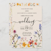 Elegante Boho wildflower bruiloft Kaart (Voorkant / Achterkant)