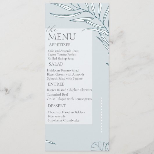 Elegante Boho Wildflower bruiloft Menu (Voorkant)
