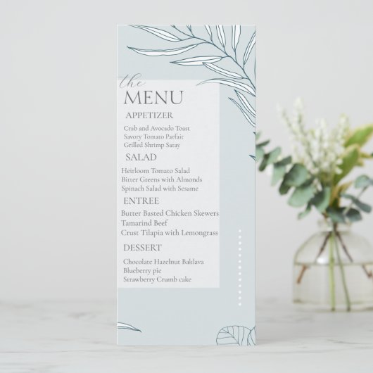 Elegante Boho Wildflower bruiloft Menu (Staand voorkant)