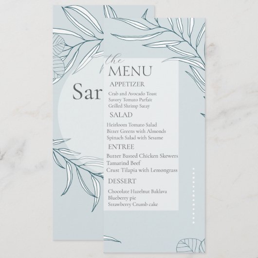Elegante Boho Wildflower bruiloft Menu (Voorkant / Achterkant)