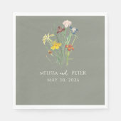 Elegante Boho Wildflower bruiloft | Sage Green Servet (Voorkant)