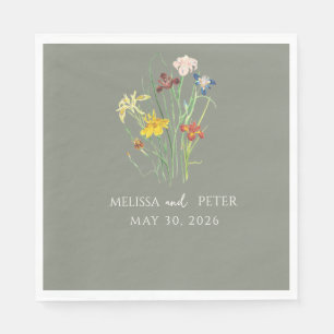 Elegante Boho Wildflower bruiloft   Sage Green Servet