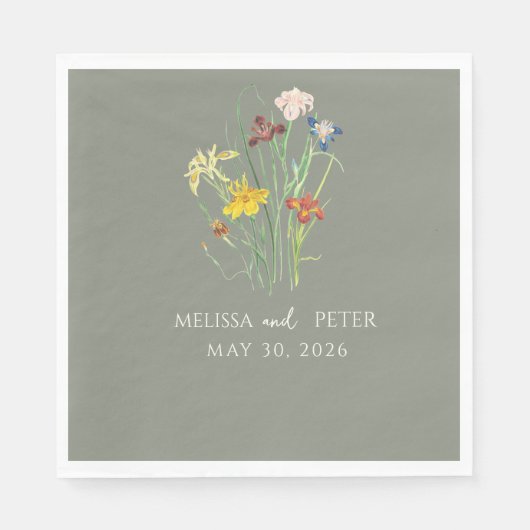 Elegante Boho Wildflower bruiloft | Sage Green Servet (Voorkant)