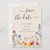 Elegante boho wildflower bruiloft save the date (Voorkant)