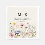 Elegante Boho Wildflower bruiloft servetten (Voorkant)