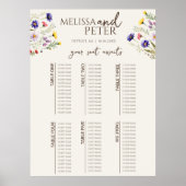 Elegante Boho Wildflower bruiloft zitgrafiek Poster (Voorkant)