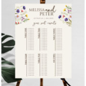 Elegante Boho Wildflower bruiloft zitgrafiek Poster