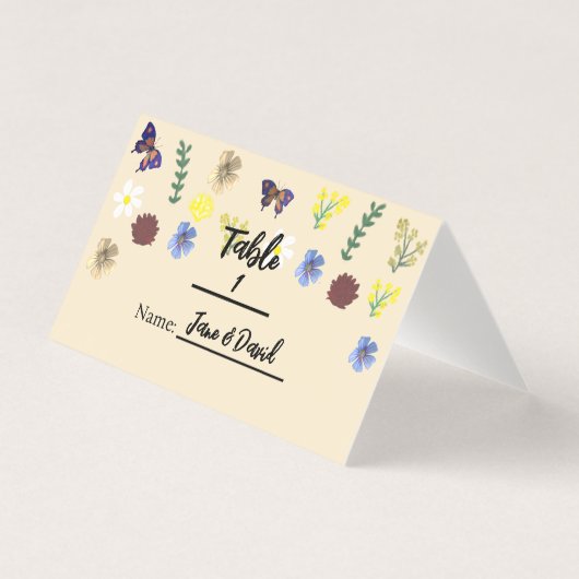 Elegante Boho Wildflower Eggshell Plaatskaarten Kaart (Voorkant)