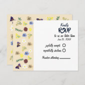 Elegante Boho Wildflower Eggshell RSVP-kaart RSVP Kaartje (Voorkant / Achterkant)