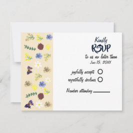 Elegante Boho Wildflower Eggshell RSVP-kaart RSVP Kaartje