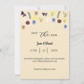 Elegante Boho Wildflower Eggshell Save-the-Date Kaart (Voorkant)