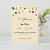 Elegante Boho Wildflower Eggshell Save-the-Date Kaart (Staand voorkant)
