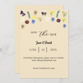 Elegante Boho Wildflower Eggshell Save-the-Date Kaart (Voorkant / Achterkant)