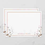 Elegante Boho Wildflower Floral gepersonaliseerd Notitiekaartje (Voorkant / Achterkant)