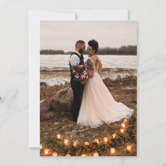 Elegante Boho Wildflower Foto Casual bruiloft Kaart (Achterkant)