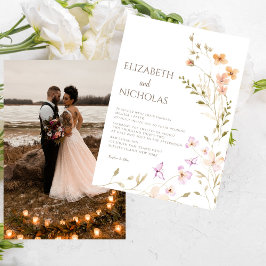 Elegante Boho Wildflower Foto Casual bruiloft Kaart