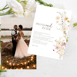 Elegante Boho Wildflower Foto Casual bruiloft Kaart