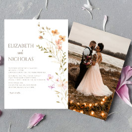 Elegante Boho Wildflower Foto Casual bruiloft Kaart