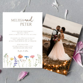 Elegante Boho Wildflower Foto Casual bruiloft Kaart