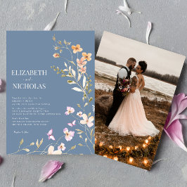 Elegante Boho Wildflower Foto Casual bruiloft Kaart