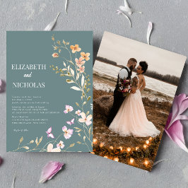 Elegante Boho Wildflower Foto Casual bruiloft Kaart