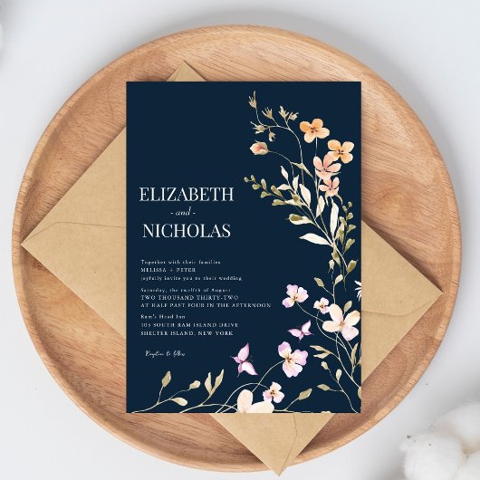 Elegante Boho Wildflower Foto Casual bruiloft Kaart