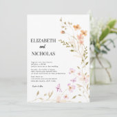 Elegante Boho Wildflower Foto Casual bruiloft Kaart (Staand voorkant)