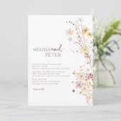 Elegante Boho Wildflower Foto Casual bruiloft Kaart (Staand voorkant)