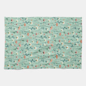 Elegante Boho Wildflower Garden Aqua Blauwgroen Theedoek (Horizontaal)