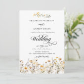 Elegante Boho Wildflower Kalligrafie bruiloft Kaart (Staand voorkant)