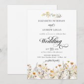 Elegante Boho Wildflower Kalligrafie bruiloft Kaart (Voorkant / Achterkant)