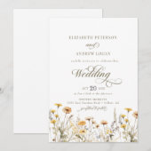 Elegante Boho Wildflower Kalligrafie bruiloft Kaart (Voorkant / Achterkant)