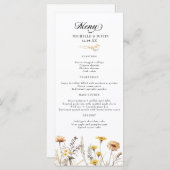 Elegante Boho Wildflower Kalligrafie bruiloft Menu (Voorkant / Achterkant)