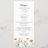 Elegante Boho Wildflower Kalligrafie bruiloft Menu (Voorkant)