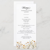 Elegante Boho Wildflower Kalligrafie bruiloft Menu (Voorkant / Achterkant)