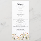 Elegante Boho Wildflower Kalligrafie bruiloft Menu (Voorkant)