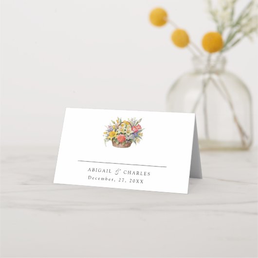 Elegante Boho wildflower mand Plaatskaartje (Voorkant)