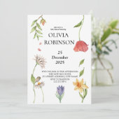 Elegante Boho Wildflower Meisje Baby Shower Kaart (Staand voorkant)